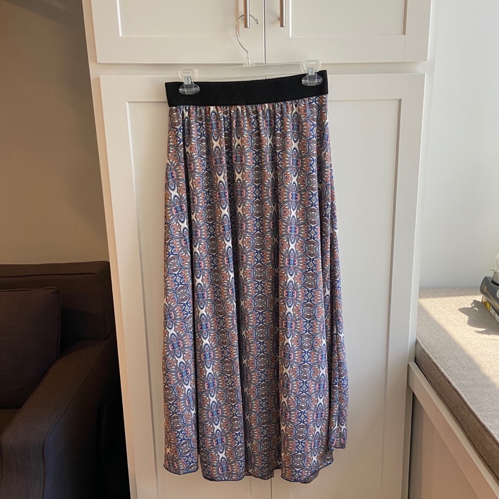 Floor length patterned skirt